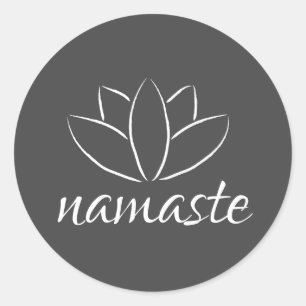 Adesivo Redondo Namaste Lotus Flower Manuscrito Yoga