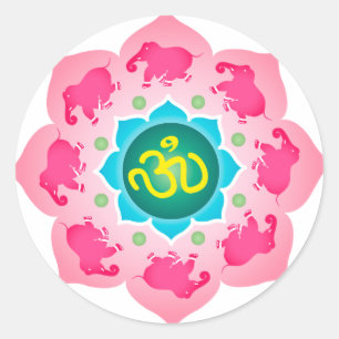 Adesivo Redondo Namaste Lotus Flower Om Yoga