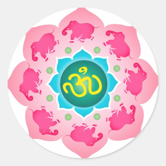 Adesivo Redondo Namaste Lotus Flower Om Yoga (Frente)