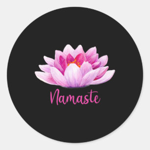 Adesivo Redondo Namaste Lotus Yoga Presentes Meditação Meditar Flo