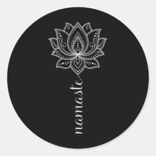 Adesivo Redondo Namaste Mandala Lótus Meditação Treino Ioga Amor
