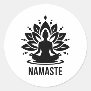 Adesivo Redondo Namaste Meditação Amantes de Yoga Relaxamento Espi