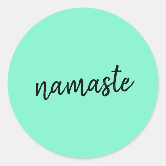 Adesivo Redondo Namaste | Neo Mint Green Yoga Espiritual (Frente)