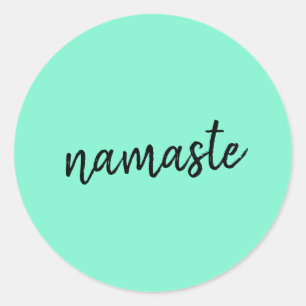 Adesivo Redondo Namaste   Neo Mint Green Yoga Espiritual