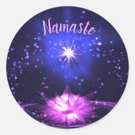 Adesivo Redondo Namaste Purple Crystal Lotus Bright Star