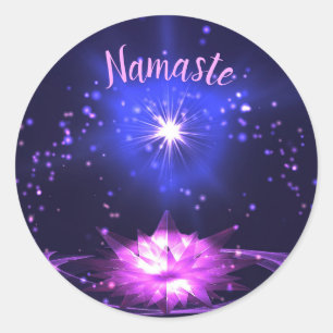 Adesivo Redondo Namaste Purple Crystal Lotus Bright Star