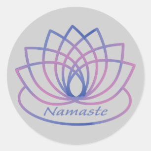 Adesivo Redondo Namaste Purple e Flor de Lotus Rosa