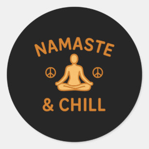 Adesivo Redondo Namaste Retro Vintage e Chill Meditação e Ioga
