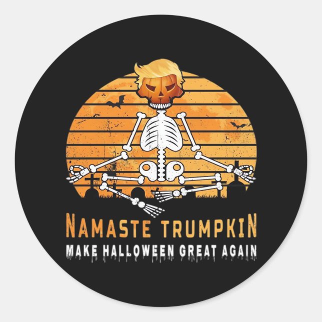 Adesivo Redondo Namaste Trumpkin Faz Excelente de Halloween Novame (Frente)