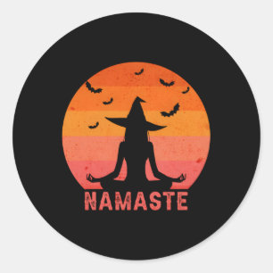 Adesivo Redondo Namaste Witches Halloween Yoga Witches