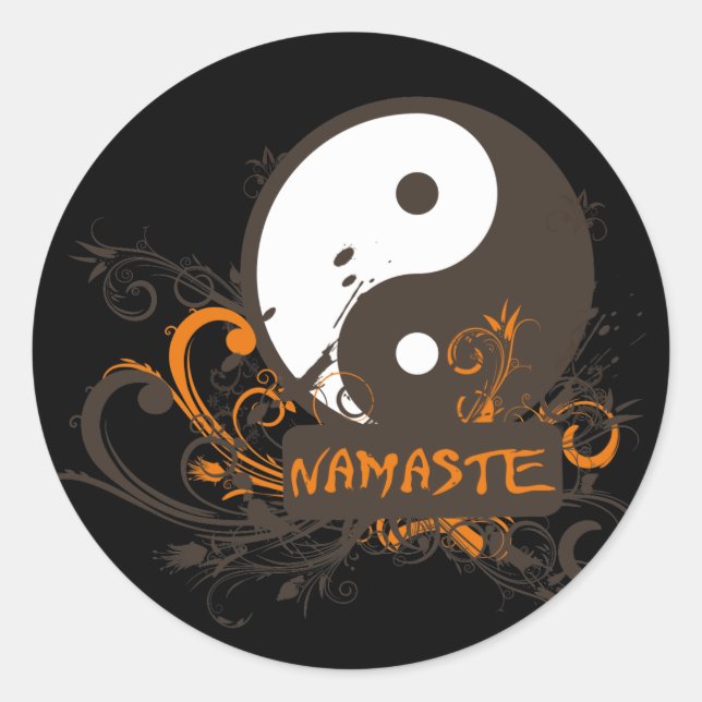Adesivo Redondo Namaste Yin Yang (Frente)