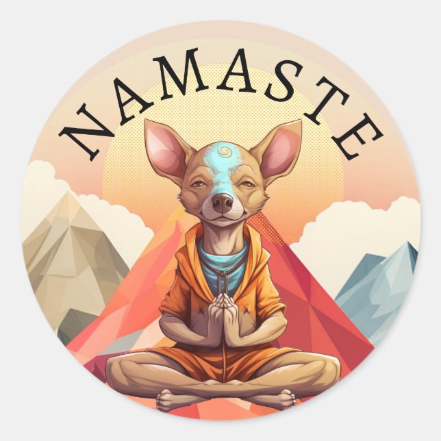 Adesivo Redondo Namaste Yoga Dog Sticker