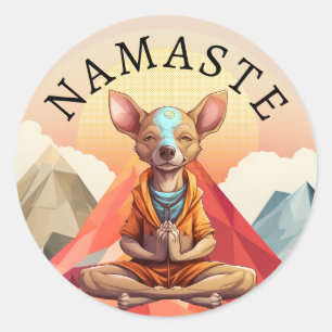 Adesivo Redondo Namaste Yoga Dog Sticker