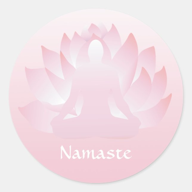 Adesivo Redondo Namaste Yoga Lotus Pose Flor Pink Stick (Frente)