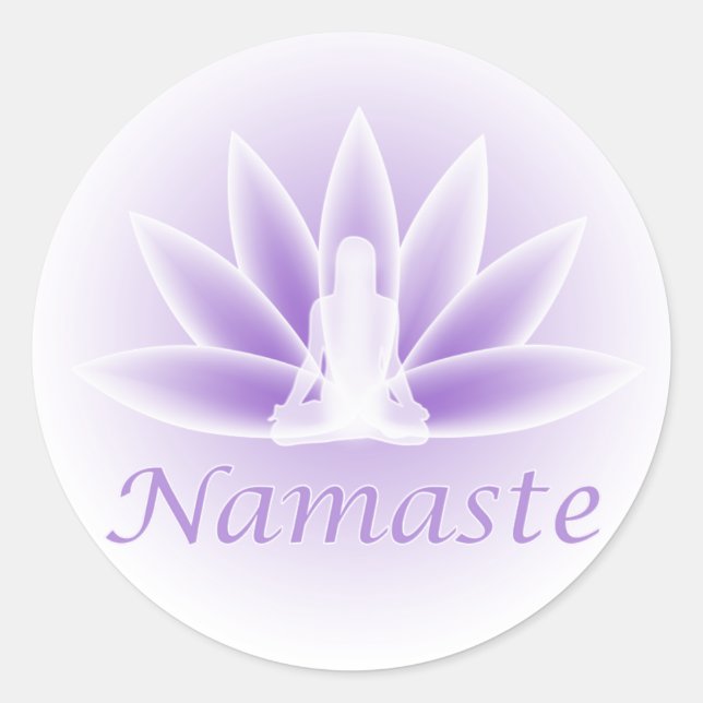 Adesivo Redondo Namaste Yoga Lotus Woman Flower Violet Sticker (Frente)