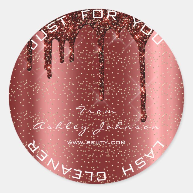 Adesivo Redondo Name Beauhes Lashes Burgundy Douradas Lashes Clean (Frente)