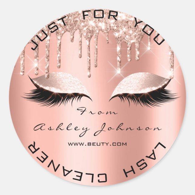 Adesivo Redondo Name Beauty Lshes Drivers Coral Dourado Lashes Cle (Frente)
