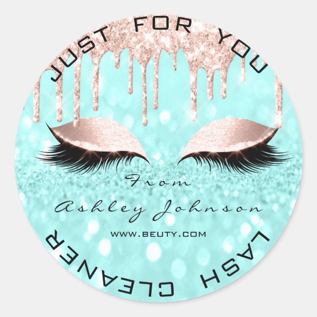 Adesivo Redondo Name Beauty Lshes Drivers Rosa Dourados Lashes Cle (Frente)