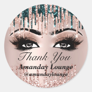 Adesivo Redondo Name Mink Lashes Extension Drives Rosa Obrigado