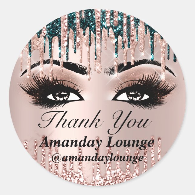 Adesivo Redondo Name Mink Lashes Extension Drives Rosa Obrigado (Frente)