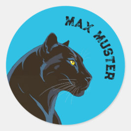 Adesivo Redondo Namensaufkleber blau - Schwarzer Panther