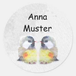 Adesivo Redondo Namensaufkleber - Kohlmeise Aquarell |