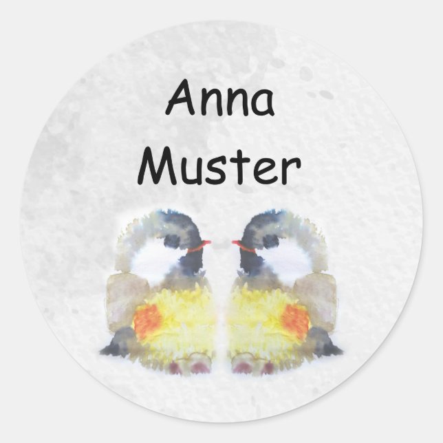 Adesivo Redondo Namensaufkleber -  Kohlmeise Aquarell |  (Frente)
