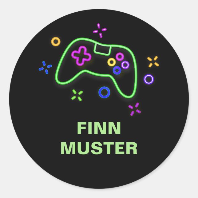 Adesivo Redondo Namensaufkleber - Spielecontroller (Frente)
