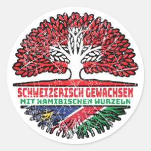 Adesivo Redondo Namíbia Namibisch Schweizer Schweiz Baum Wurzel