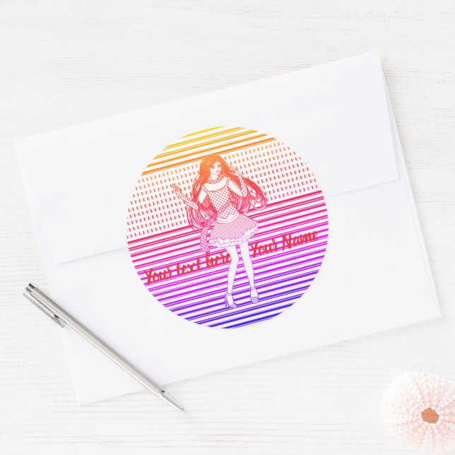 Adesivo Redondo Namorada arco-íris (Envelope)