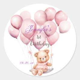 Adesivo Redondo Namorado das moças de aquarela cor-de-rosa-rosa