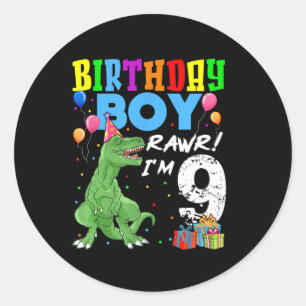 Adesivo Redondo Namorado de 9 anos T Rex Dinossaur