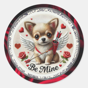 Adesivo Redondo Namorados Angel Chihuahua Stickers - Seja meu