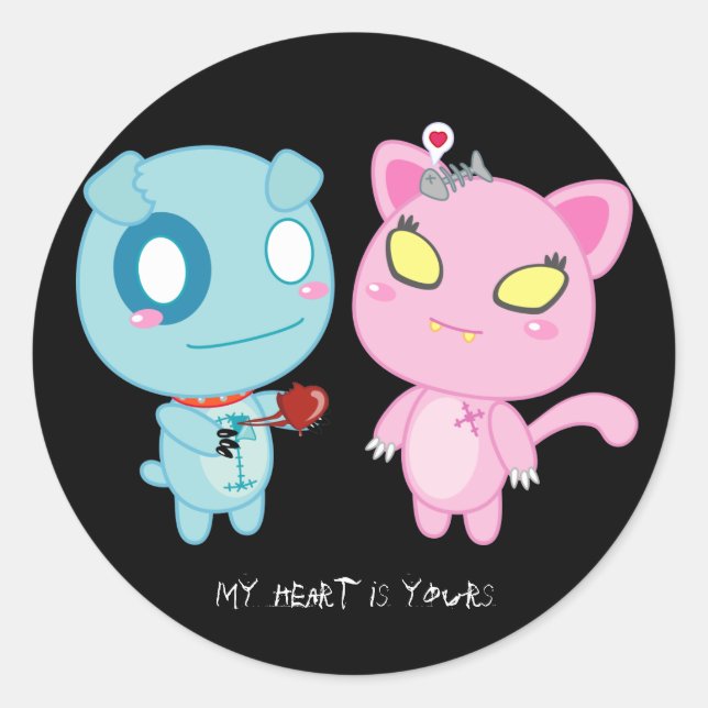 Adesivo Redondo Namorados Asyl & Nadel - Meu coração é seu (Frente)