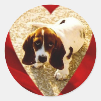 Adesivo Redondo Namorados Bassett Hound