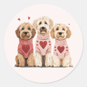 Adesivo Redondo Namorados Cães de Goldendoodle