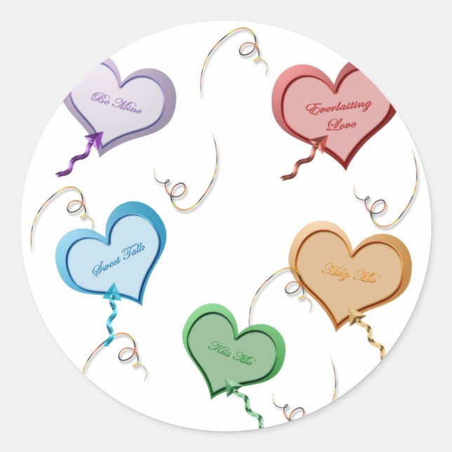 Adesivo Redondo Namorados Cardíacos Doces (Frente)