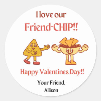 Adesivo Redondo Namorados Chip Sticker for Classroom Party