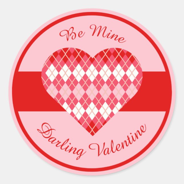 Adesivo Redondo Namorados Clássico Argyle Heart Stripe (Frente)