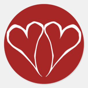 Adesivo Redondo Namorados Corações Vermelho Sticker