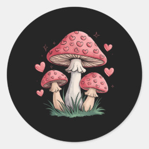 Adesivo Redondo Namorados De Cogumelo De Cottagecore Natureza Cora