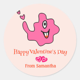 Adesivo Redondo Namorados de Crianças Monstro Cute Amoba