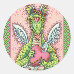 ADESIVO REDONDO NAMORADOS DE FANTASIA CUPID DRAGON, CORAÇÃO E SETA