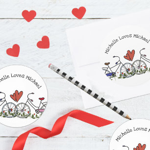 Adesivo Redondo Namorados de Lover de Bicicleta