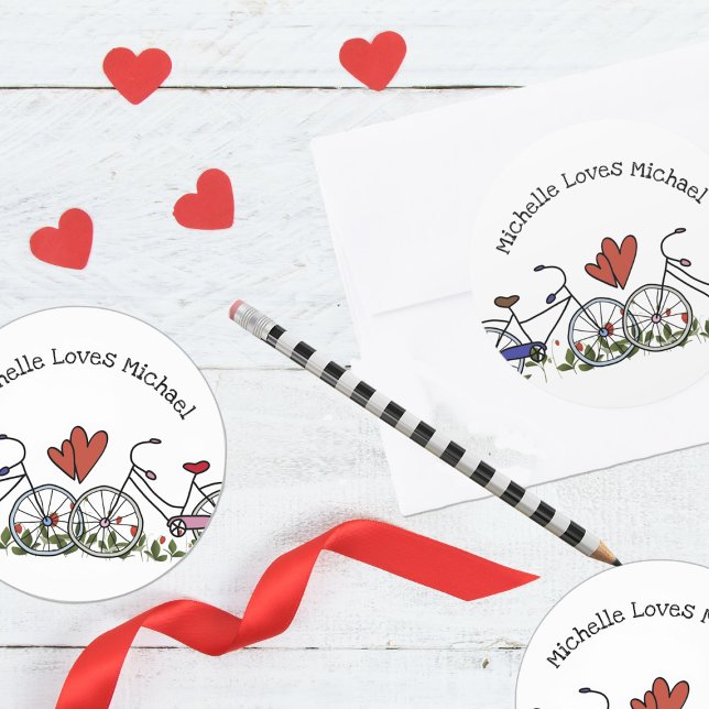 Adesivo Redondo Namorados de Lover de Bicicleta (Criador carregado)