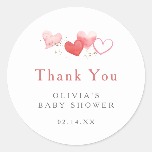 Adesivo Redondo Namorados Doce, Chá de fraldas, Obrigado (Frente)