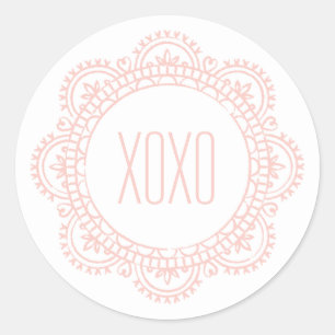 Adesivo Redondo Namorados Doily Sticker - Rosa