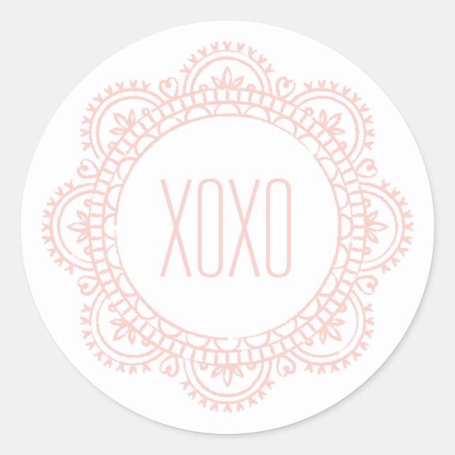 Adesivo Redondo Namorados Doily Sticker - Rosa (Frente)