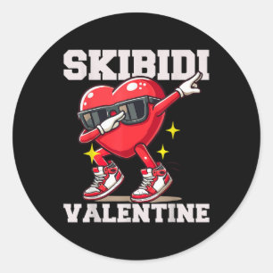 Adesivo Redondo Namorados Engraçado Skibidi Dabbing Hearts Dias de