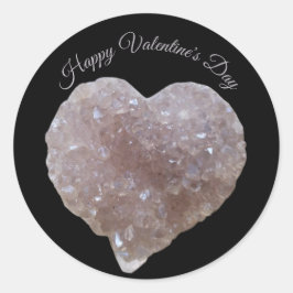 Adesivo Redondo Namorados Felizes Cristais Ametistas Rosa Coração